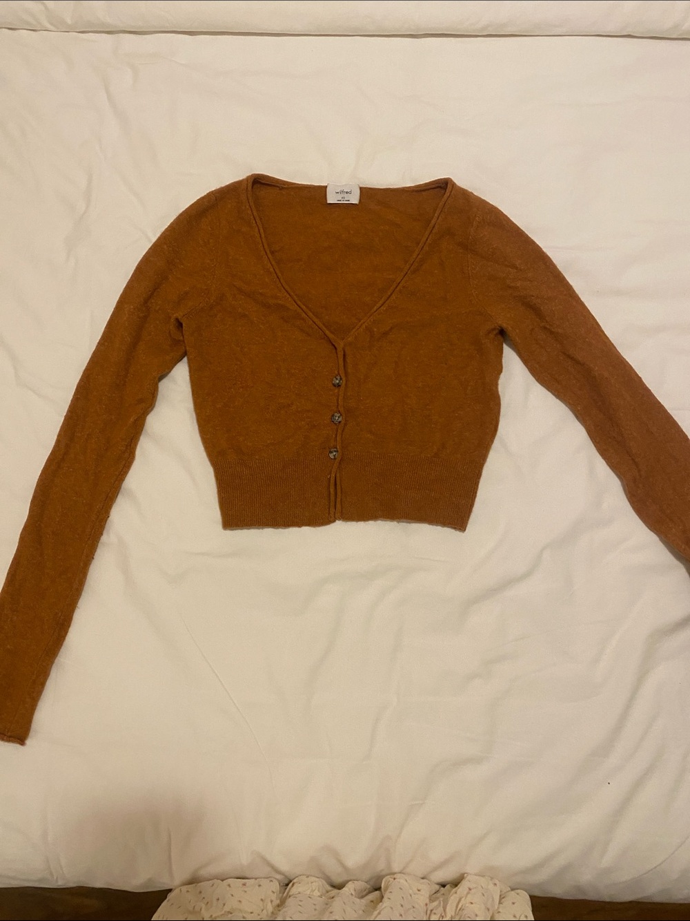 Wilfred Rust-Orange Cropped V-Neck Cardigan